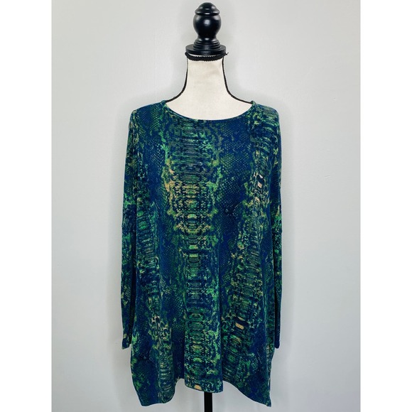 Clara Sun Woo Oversized Snake Print Dolman Top Womens XS Boxy Maximalist Chic - Picture 1 of 11